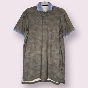 Greyson Clothiers Grey and Blue Camo Print Golf Polo Shirt